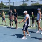 Brian in the a lesson on how to hit the ball with control - call us for all your tennis lesson needs